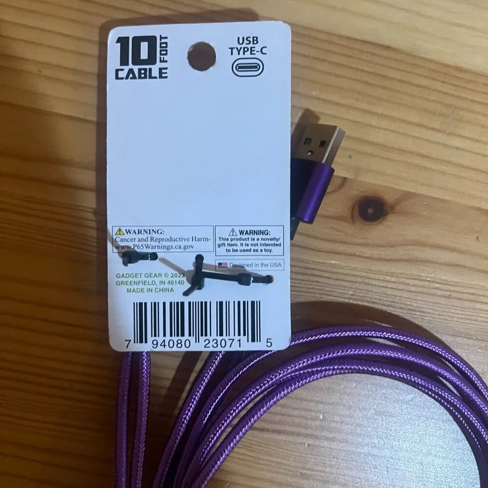 Gadget Gear 10ft Rapid Charge Charging Cable USB Type-C Brand New $10